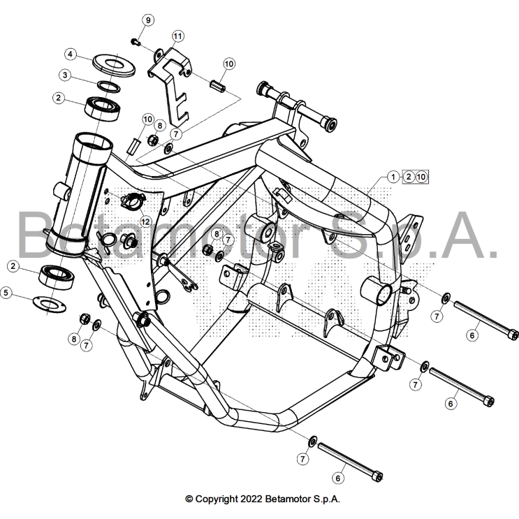 VUE ECLATEE CHASSIS BETA MOTARD 50 RR BLUE TRACK 2025